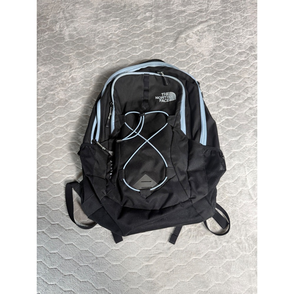The North Face Jester Backpack Black Blue Hiking Camping Travel Daypack Hiking